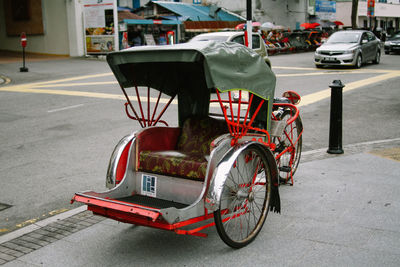 Pedicab parked on street