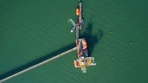 High angle view of boat in sea