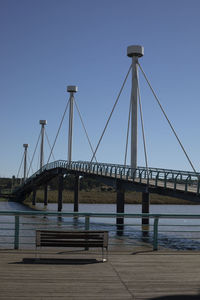 Low angle view of bridge over river against clear sky