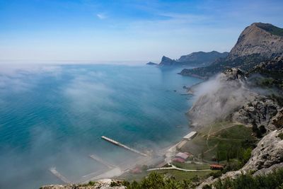 High angle view of beach against sky