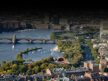 High angle view of buildings in city