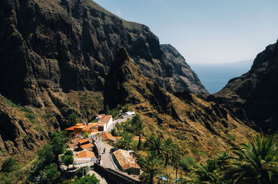 Scenic view of mountains against clear sky