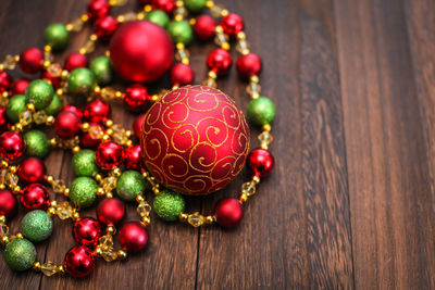 Close-up of christmas decoration on table