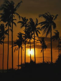 Silhouette palm trees against sky during sunset