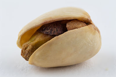 Close-up of bread against white background