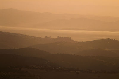 Scenic view of silhouette mountains at sierra de andujar natural park