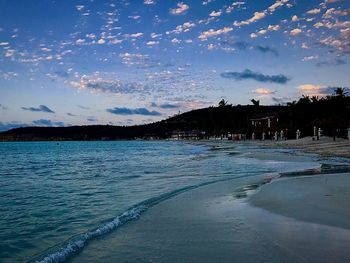 Scenic view of sea against sky at sunset