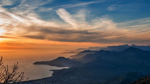 Scenic view of sea against sky during sunset
