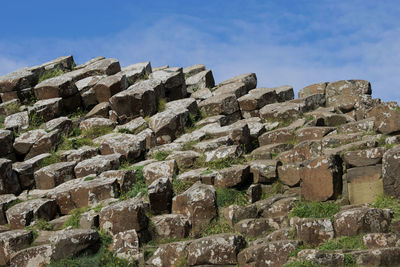 Low angle view of old ruin against sky