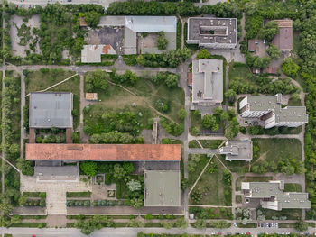 High angle view of buildings in city