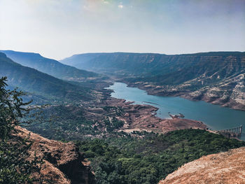 High angle view of mountain range