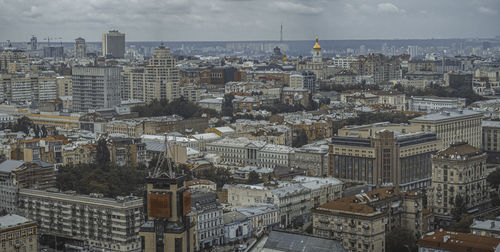 High angle view of buildings in city