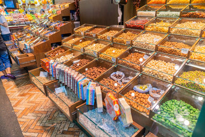 High angle view of food for sale in market