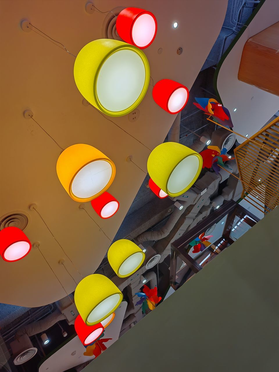 cartoon, screenshot, yellow, multi colored, no people, indoors, high angle view
