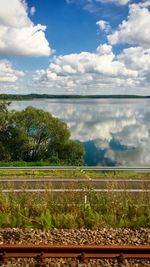 Scenic view of landscape against cloudy sky