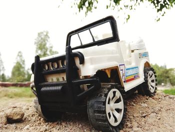 Toy car on field