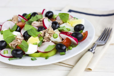 Close-up of salad served in plate