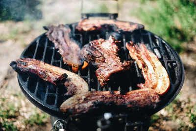 Close-up of barbecue grill