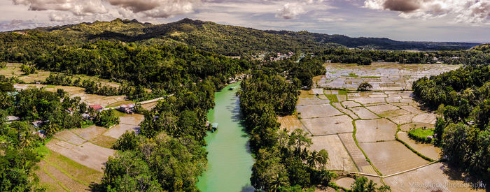 High angle view of landscape against sky