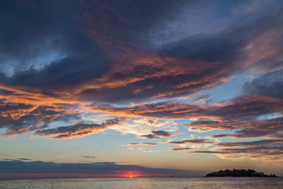 Scenic view of sea against sky at sunset