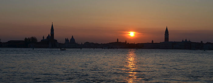 Scenic view of sunset over sea