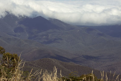 Scenic view of mountains against sky