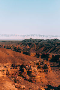 Scenic view of desert against clear sky