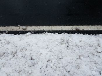 High angle view of snow on road