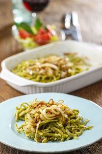 Close-up of meal served in plate