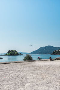 Scenic view of sea against clear sky