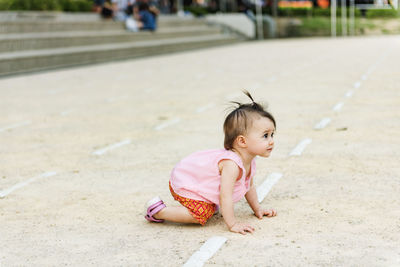 Asian kid girl wearing a thai dress,girl in thai costume.