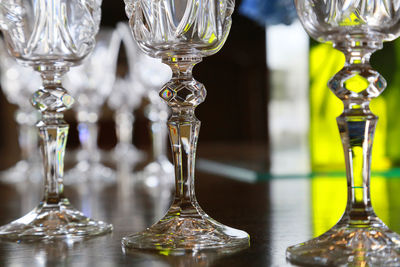 Wine glasses in a row