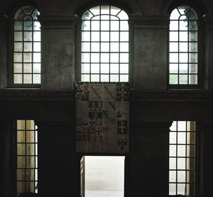 Close-up of window of abandoned building