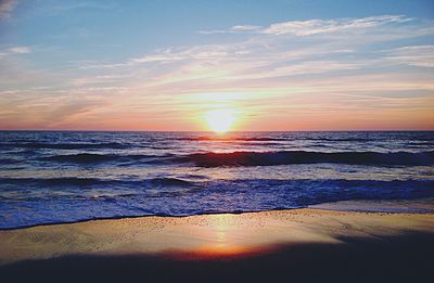 Scenic view of sea at sunset