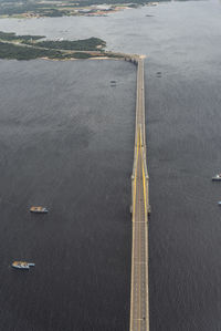 Beautiful aerial view to long new bridge in the city of manaus
