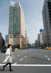 People walking on city street