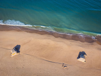 High angle view of sandy beach