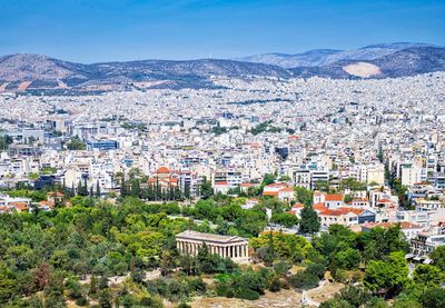 High angle view of townscape against sky
