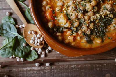 Potaje is a typical spanish food. vegan food. chickpeas with chard.