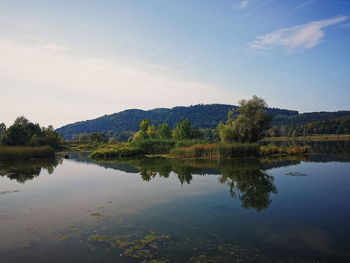 Scenic view of lake against sky