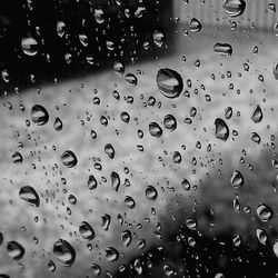 Full frame shot of raindrops on window