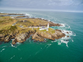 High angle view of sea against sky