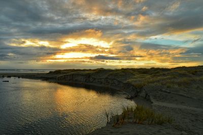 Scenic view of sea against cloudy sky