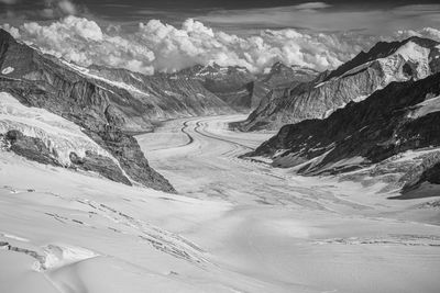 Summer on the jungfrau with a view over the aletsch glacier