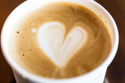 High angle view of coffee in cup