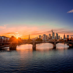 View of buildings in city during sunset