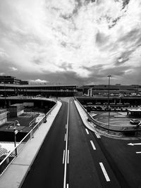 High angle view of highway against sky