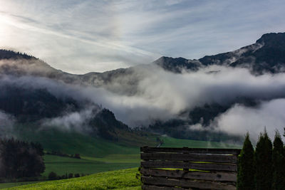 Scenic view of mountains against sky