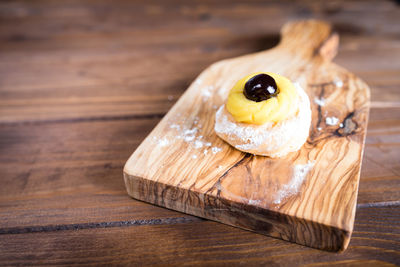 Close-up of ice cream on table