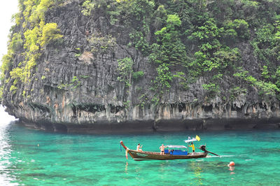 Scenic view of boats in sea